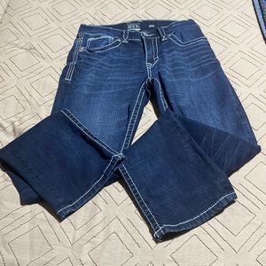 Black buckle boot leg, 29R x 30